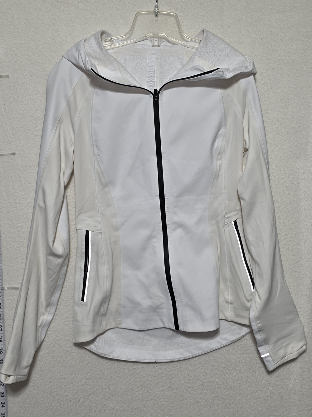 lululemon athletica White Hooded Full-Zip Jacket with Black Trim